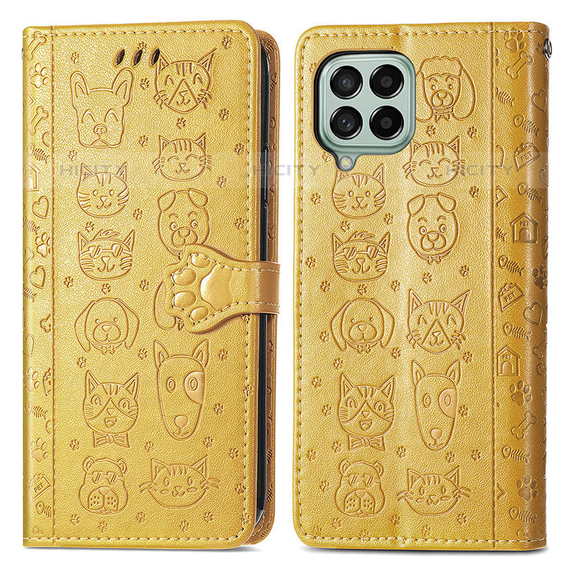 Custodia Portafoglio In Pelle Fantasia Modello Cover con Supporto S03D per Samsung Galaxy M53 5G Giallo