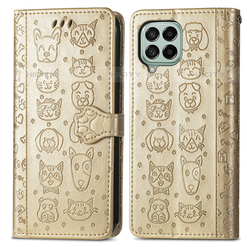 Custodia Portafoglio In Pelle Fantasia Modello Cover con Supporto S03D per Samsung Galaxy M53 5G Oro