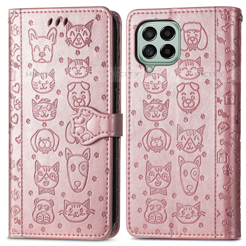 Custodia Portafoglio In Pelle Fantasia Modello Cover con Supporto S03D per Samsung Galaxy M53 5G Rosa