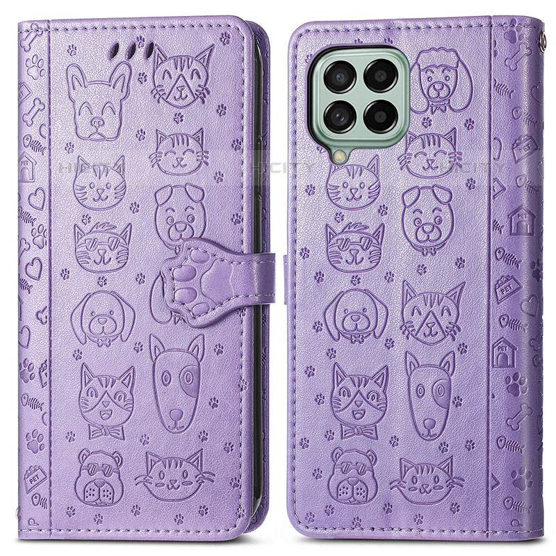 Custodia Portafoglio In Pelle Fantasia Modello Cover con Supporto S03D per Samsung Galaxy M53 5G Viola