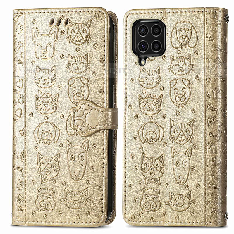 Custodia Portafoglio In Pelle Fantasia Modello Cover con Supporto S03D per Samsung Galaxy M62 4G Oro