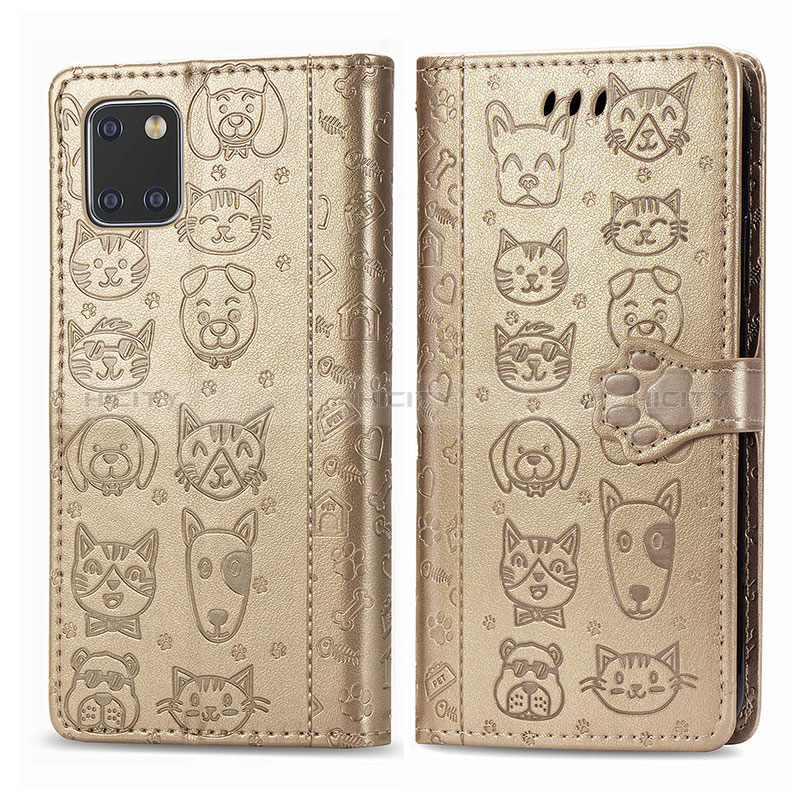 Custodia Portafoglio In Pelle Fantasia Modello Cover con Supporto S03D per Samsung Galaxy Note 10 Lite Oro