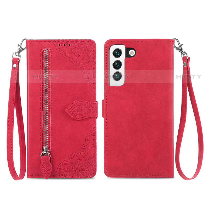 Custodia Portafoglio In Pelle Fantasia Modello Cover con Supporto S03D per Samsung Galaxy S21 FE 5G Rosso