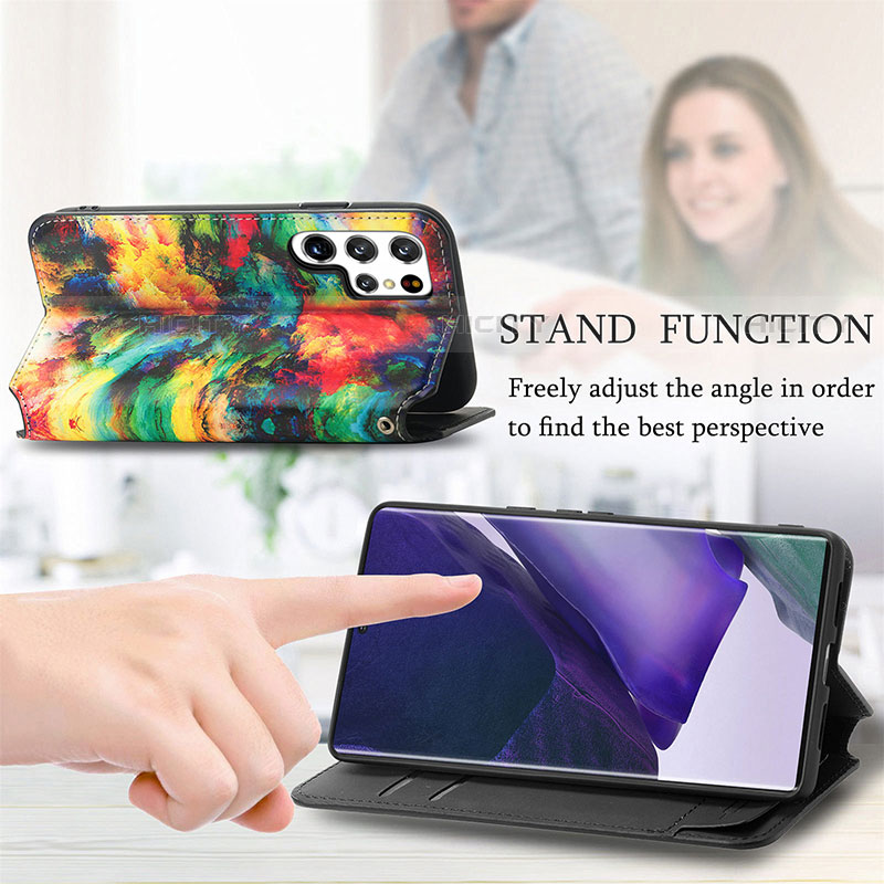 Custodia Portafoglio In Pelle Fantasia Modello Cover con Supporto S03D per Samsung Galaxy S21 Ultra 5G