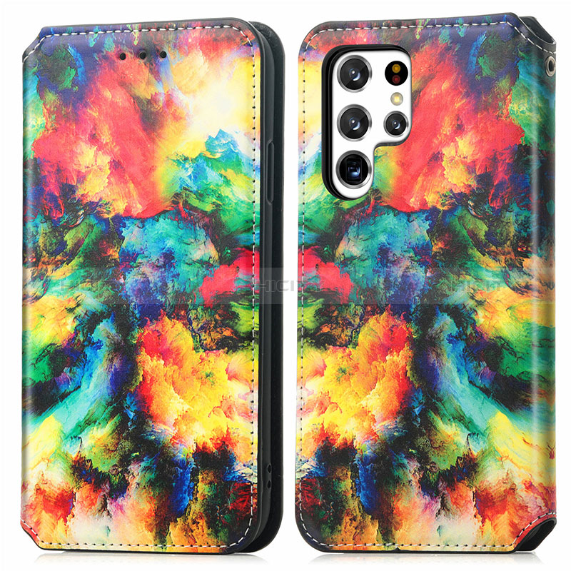 Custodia Portafoglio In Pelle Fantasia Modello Cover con Supporto S03D per Samsung Galaxy S24 Ultra 5G Multicolore