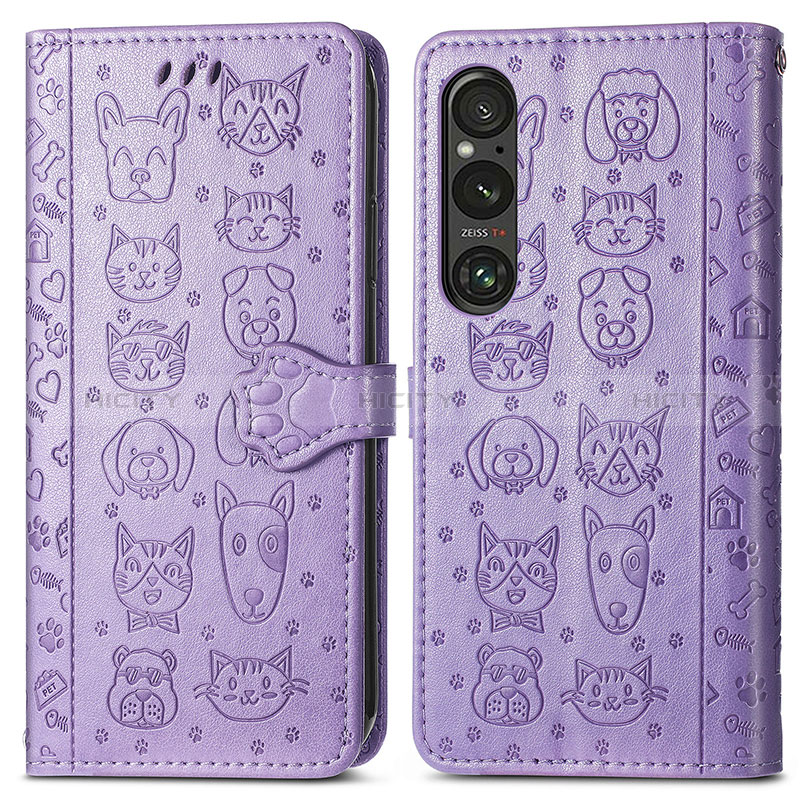 Custodia Portafoglio In Pelle Fantasia Modello Cover con Supporto S03D per Sony Xperia 1 V