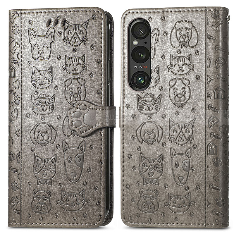 Custodia Portafoglio In Pelle Fantasia Modello Cover con Supporto S03D per Sony Xperia 1 V