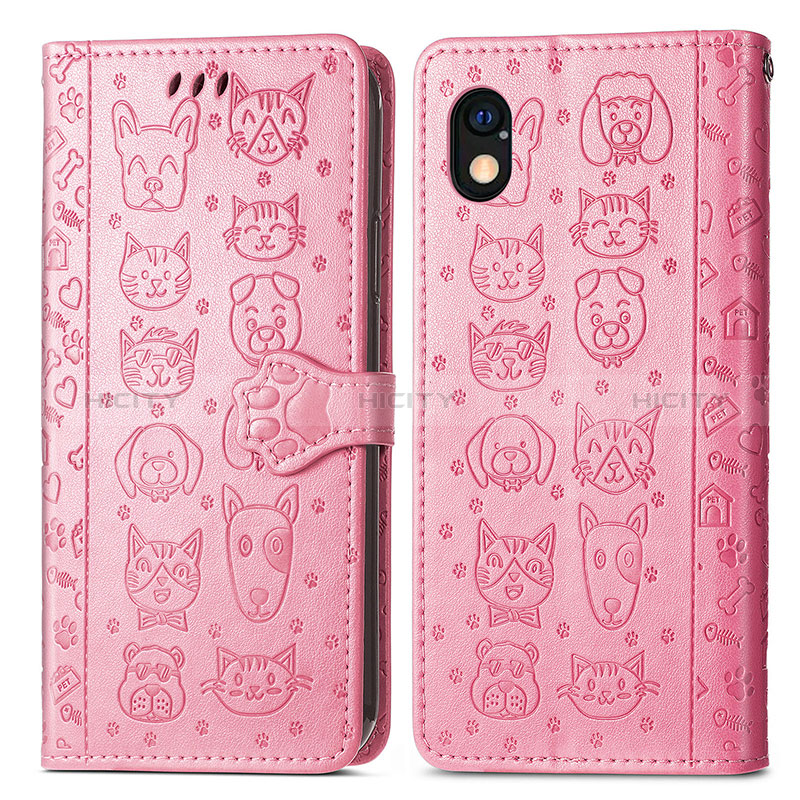 Custodia Portafoglio In Pelle Fantasia Modello Cover con Supporto S03D per Sony Xperia Ace III SO-53C Rosa