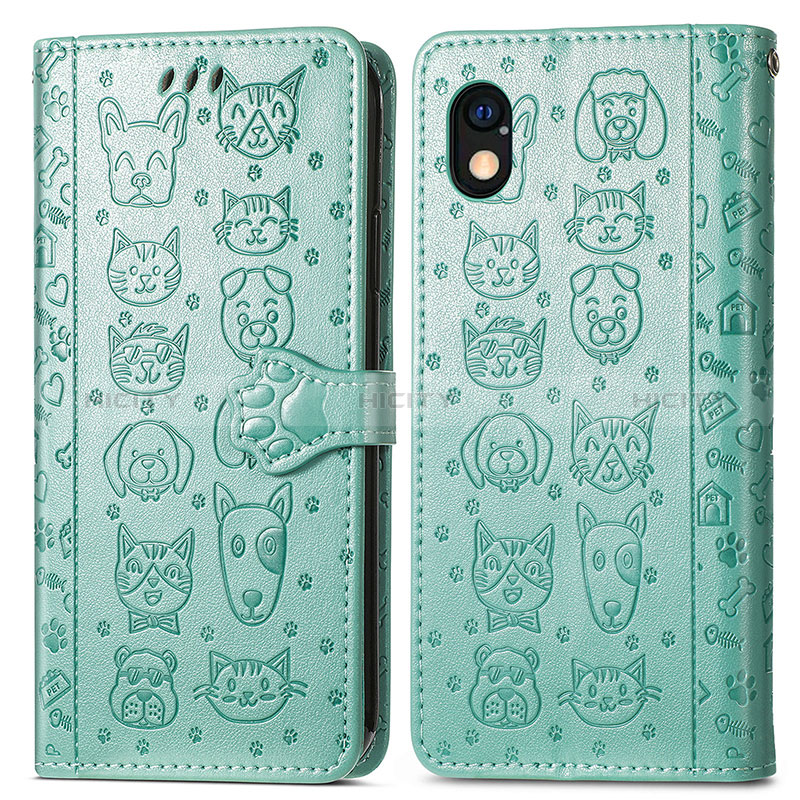 Custodia Portafoglio In Pelle Fantasia Modello Cover con Supporto S03D per Sony Xperia Ace III SO-53C Verde