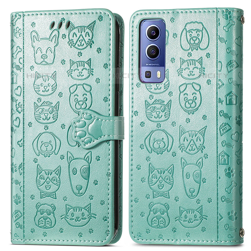 Custodia Portafoglio In Pelle Fantasia Modello Cover con Supporto S03D per Vivo iQOO Z3 5G Verde