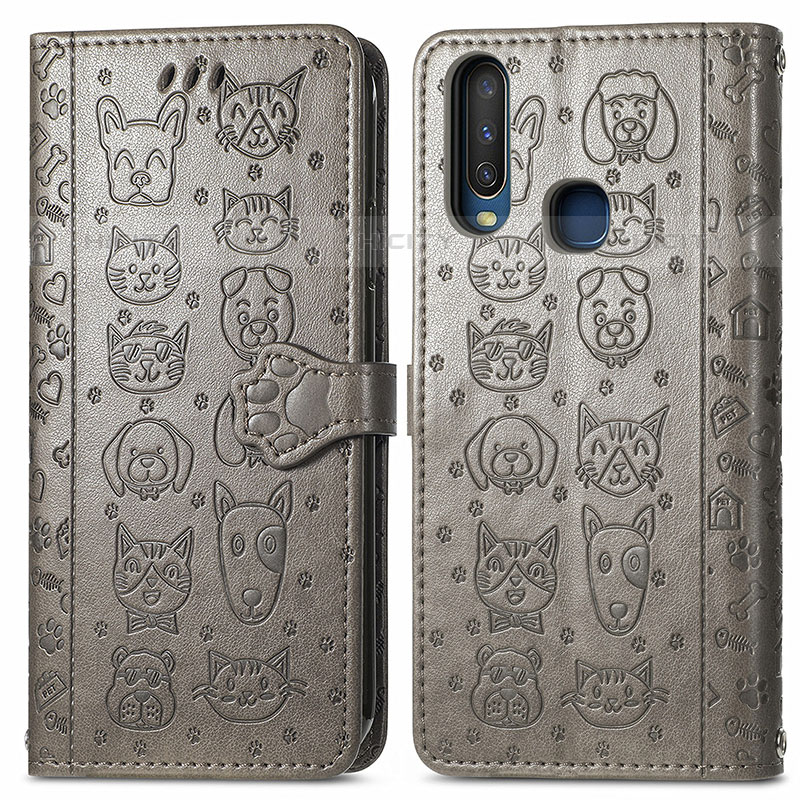 Custodia Portafoglio In Pelle Fantasia Modello Cover con Supporto S03D per Vivo Y11