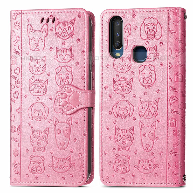 Custodia Portafoglio In Pelle Fantasia Modello Cover con Supporto S03D per Vivo Y11 Rosa