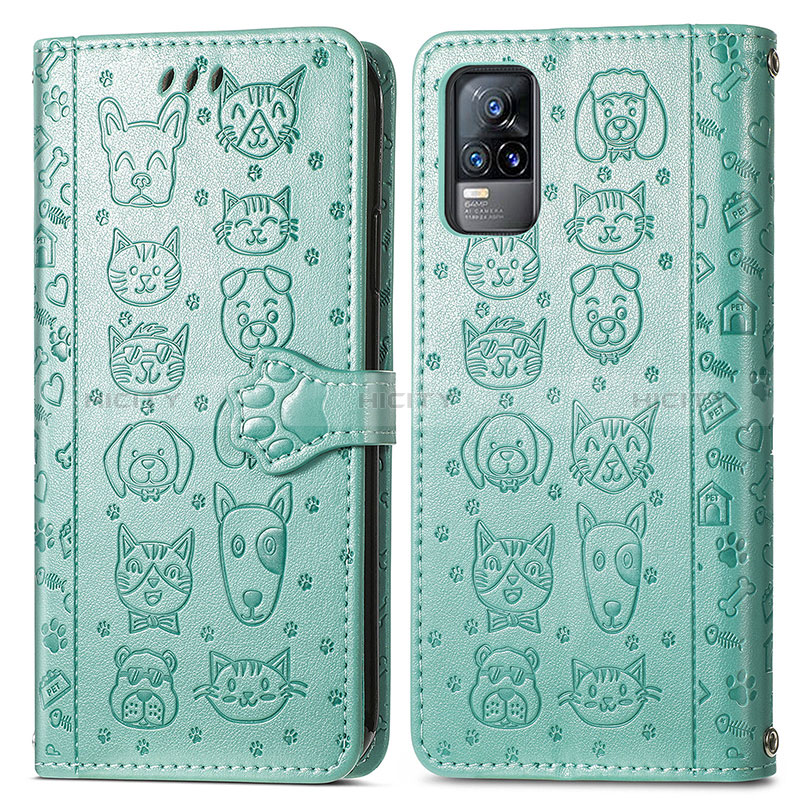 Custodia Portafoglio In Pelle Fantasia Modello Cover con Supporto S03D per Vivo Y73 (2021) Verde