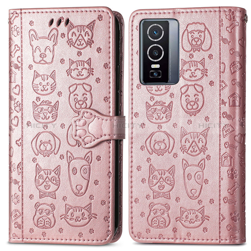 Custodia Portafoglio In Pelle Fantasia Modello Cover con Supporto S03D per Vivo Y76 5G