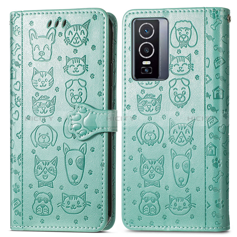 Custodia Portafoglio In Pelle Fantasia Modello Cover con Supporto S03D per Vivo Y76 5G