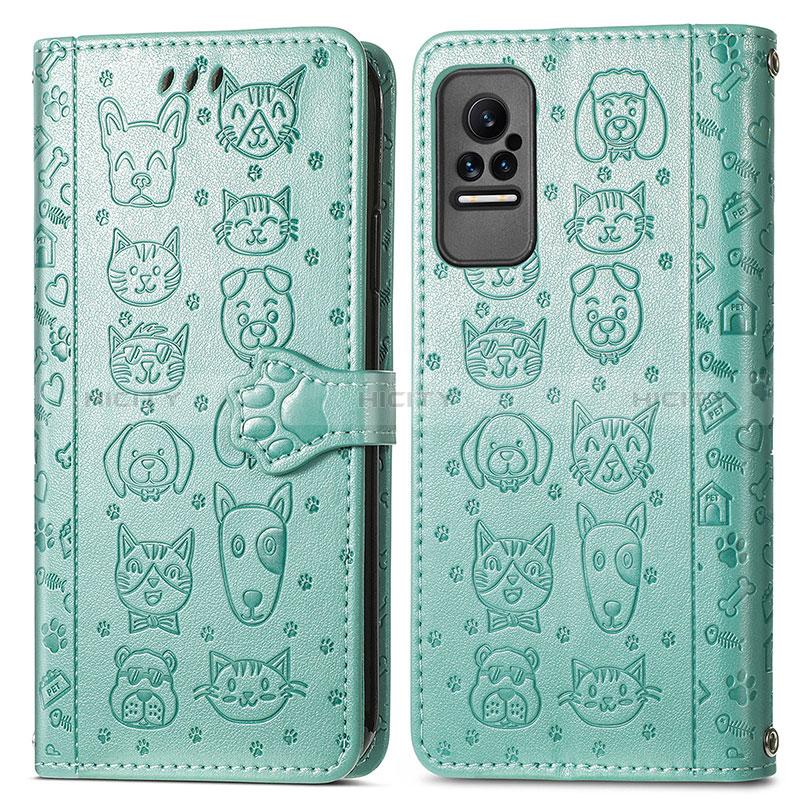 Custodia Portafoglio In Pelle Fantasia Modello Cover con Supporto S03D per Xiaomi Civi 1S 5G Verde