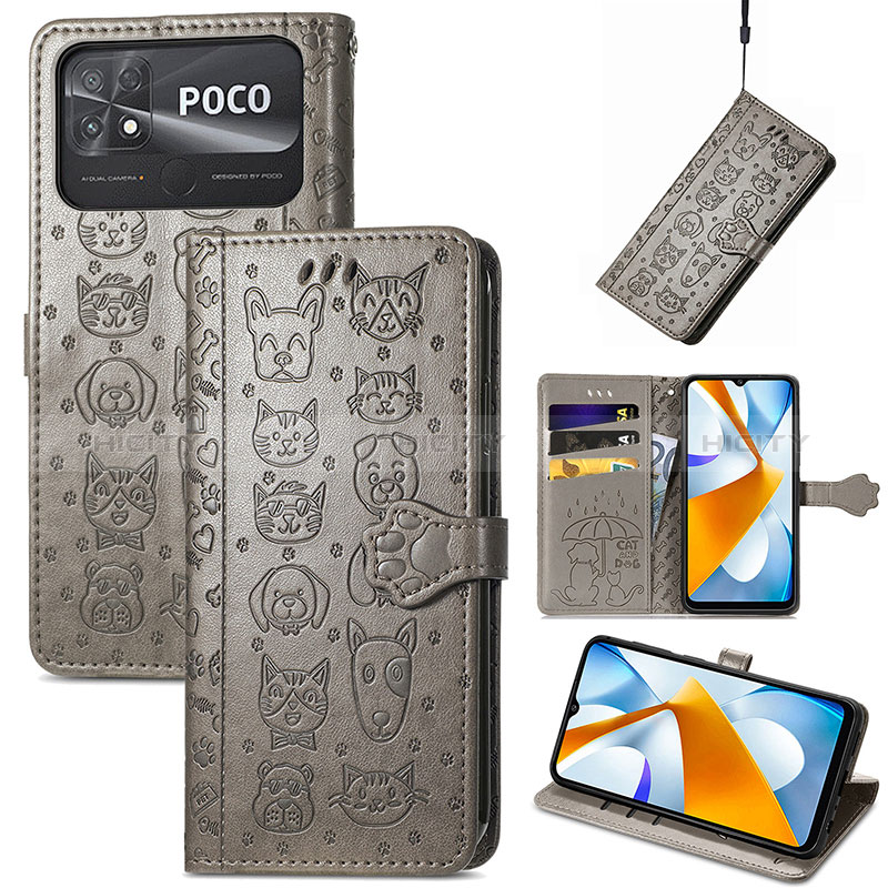Custodia Portafoglio In Pelle Fantasia Modello Cover con Supporto S03D per Xiaomi Poco C40