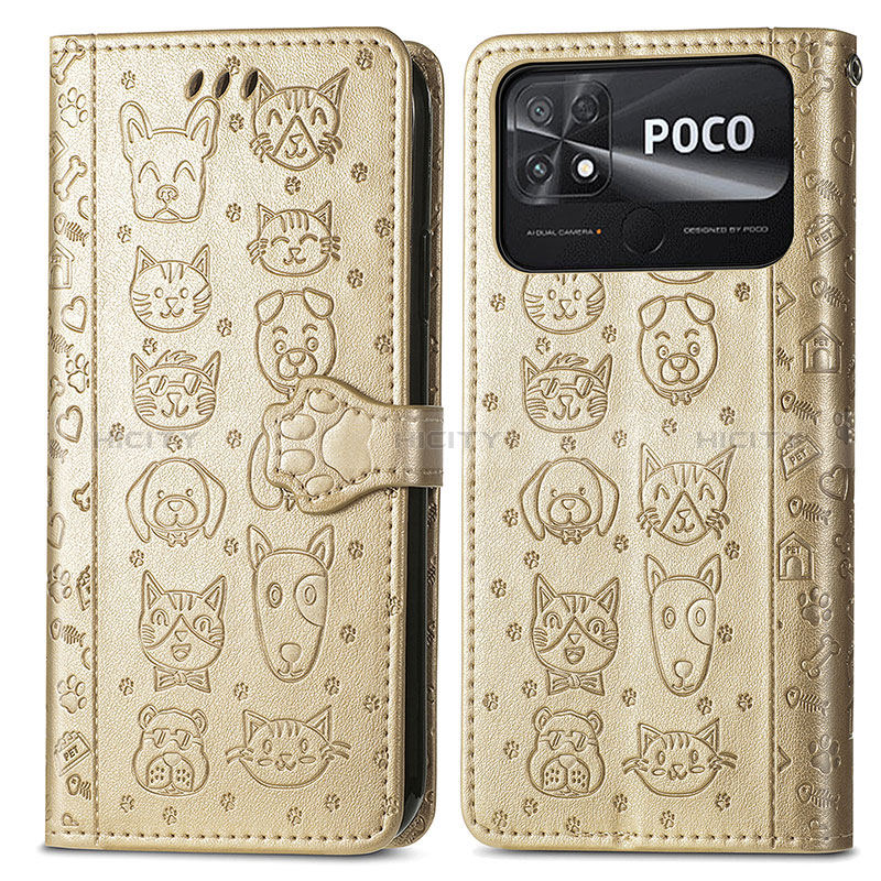 Custodia Portafoglio In Pelle Fantasia Modello Cover con Supporto S03D per Xiaomi Poco C40