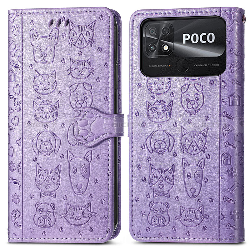 Custodia Portafoglio In Pelle Fantasia Modello Cover con Supporto S03D per Xiaomi Poco C40