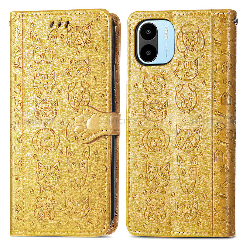 Custodia Portafoglio In Pelle Fantasia Modello Cover con Supporto S03D per Xiaomi Poco C51 Giallo