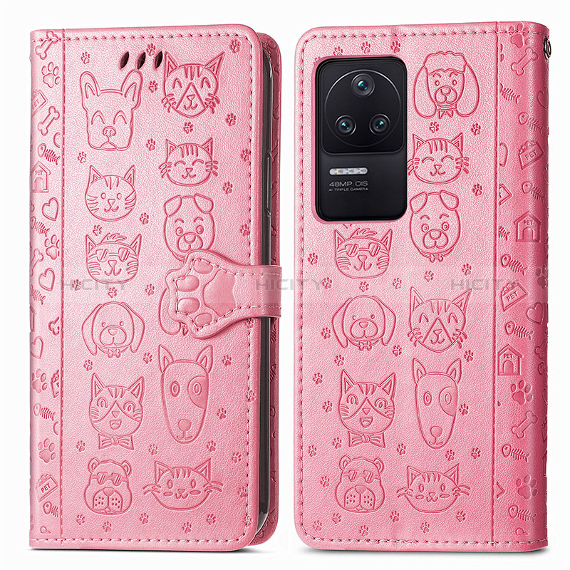 Custodia Portafoglio In Pelle Fantasia Modello Cover con Supporto S03D per Xiaomi Poco F4 5G Rosa