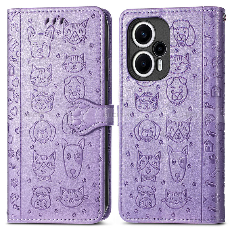 Custodia Portafoglio In Pelle Fantasia Modello Cover con Supporto S03D per Xiaomi Poco F5 5G Viola