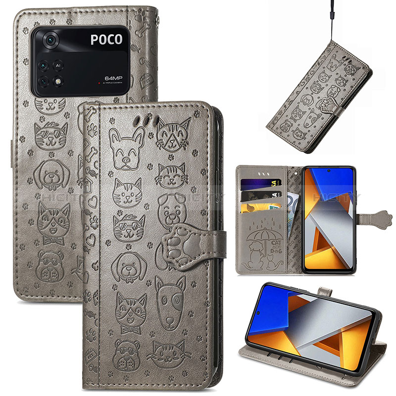 Custodia Portafoglio In Pelle Fantasia Modello Cover con Supporto S03D per Xiaomi Poco M4 Pro 4G