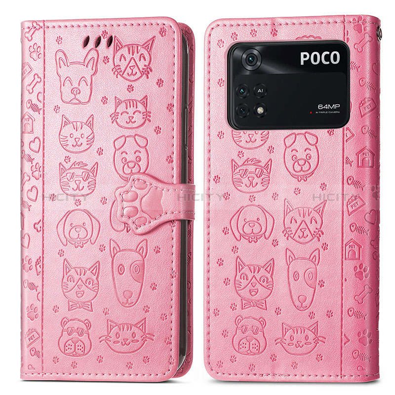 Custodia Portafoglio In Pelle Fantasia Modello Cover con Supporto S03D per Xiaomi Poco M4 Pro 4G