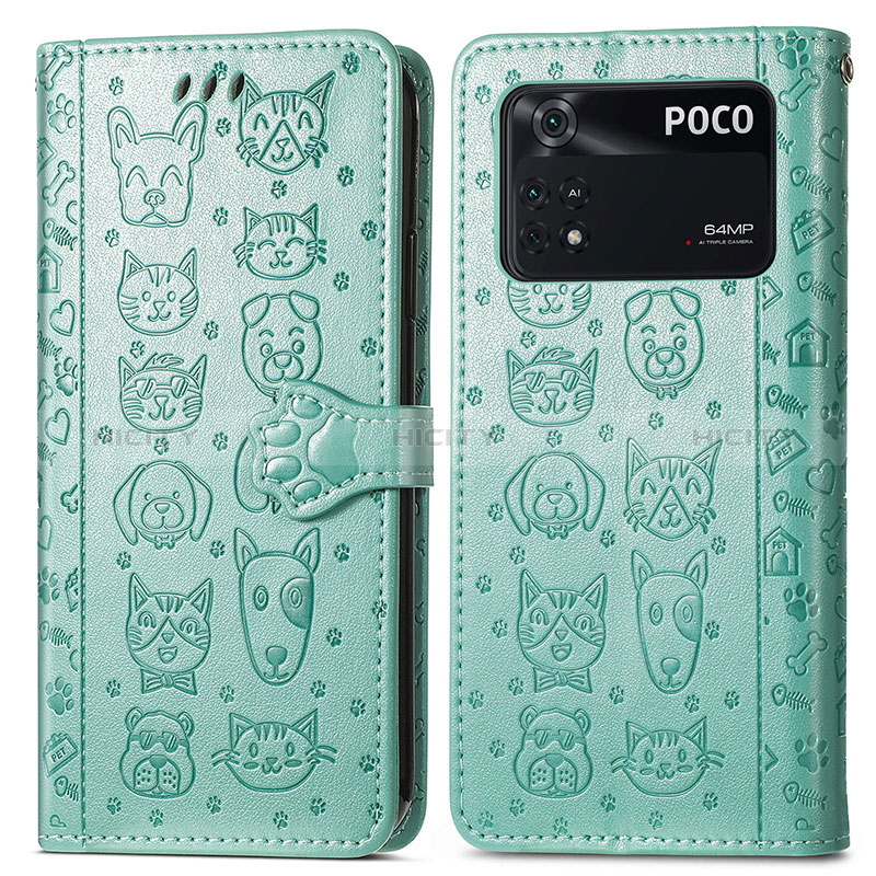 Custodia Portafoglio In Pelle Fantasia Modello Cover con Supporto S03D per Xiaomi Poco M4 Pro 4G