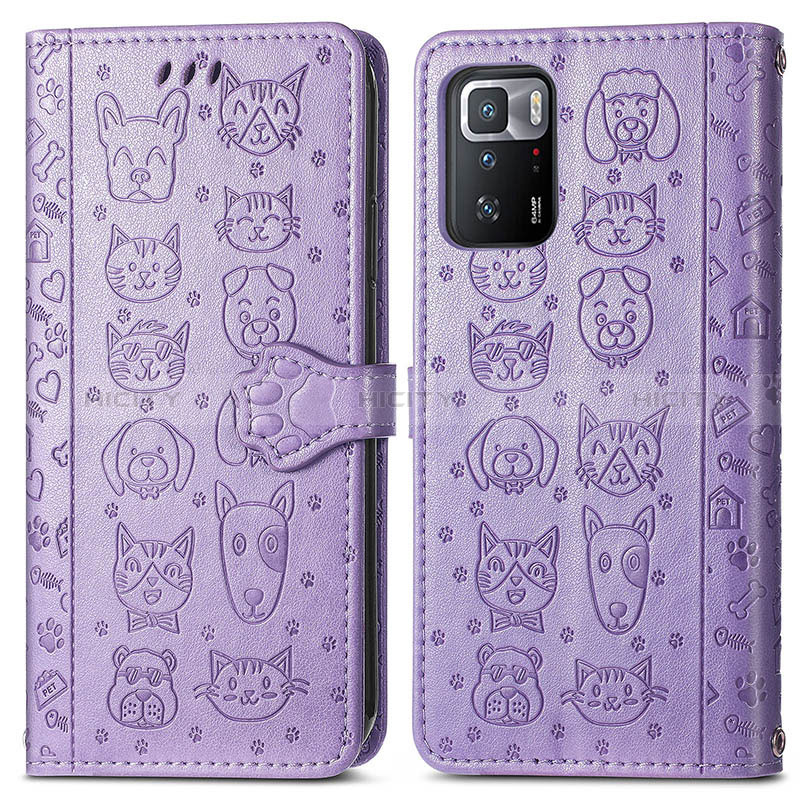 Custodia Portafoglio In Pelle Fantasia Modello Cover con Supporto S03D per Xiaomi Poco X3 GT 5G Viola