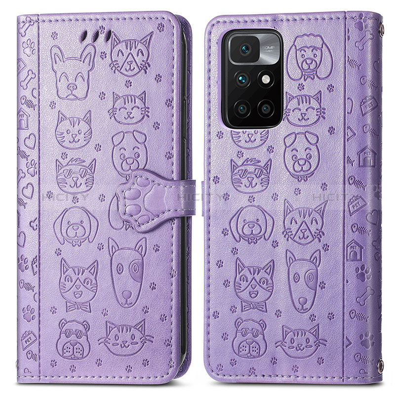 Custodia Portafoglio In Pelle Fantasia Modello Cover con Supporto S03D per Xiaomi Redmi 10 (2022) Viola