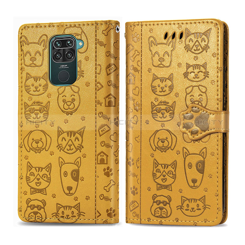 Custodia Portafoglio In Pelle Fantasia Modello Cover con Supporto S03D per Xiaomi Redmi 10X 4G Giallo