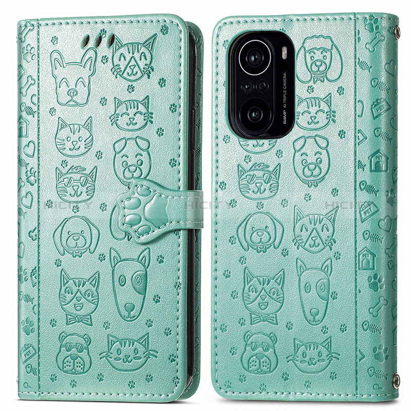 Custodia Portafoglio In Pelle Fantasia Modello Cover con Supporto S03D per Xiaomi Redmi K40 5G Verde