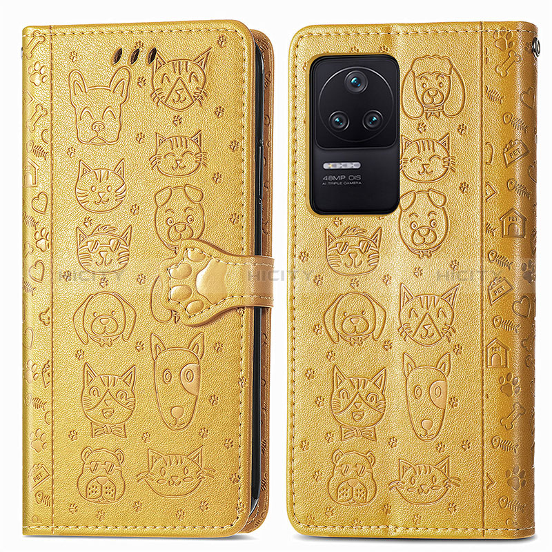 Custodia Portafoglio In Pelle Fantasia Modello Cover con Supporto S03D per Xiaomi Redmi K40S 5G Giallo