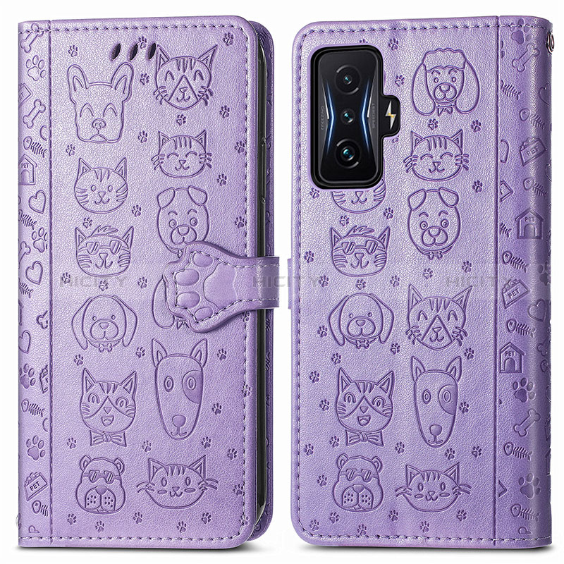 Custodia Portafoglio In Pelle Fantasia Modello Cover con Supporto S03D per Xiaomi Redmi K50 Gaming 5G Viola