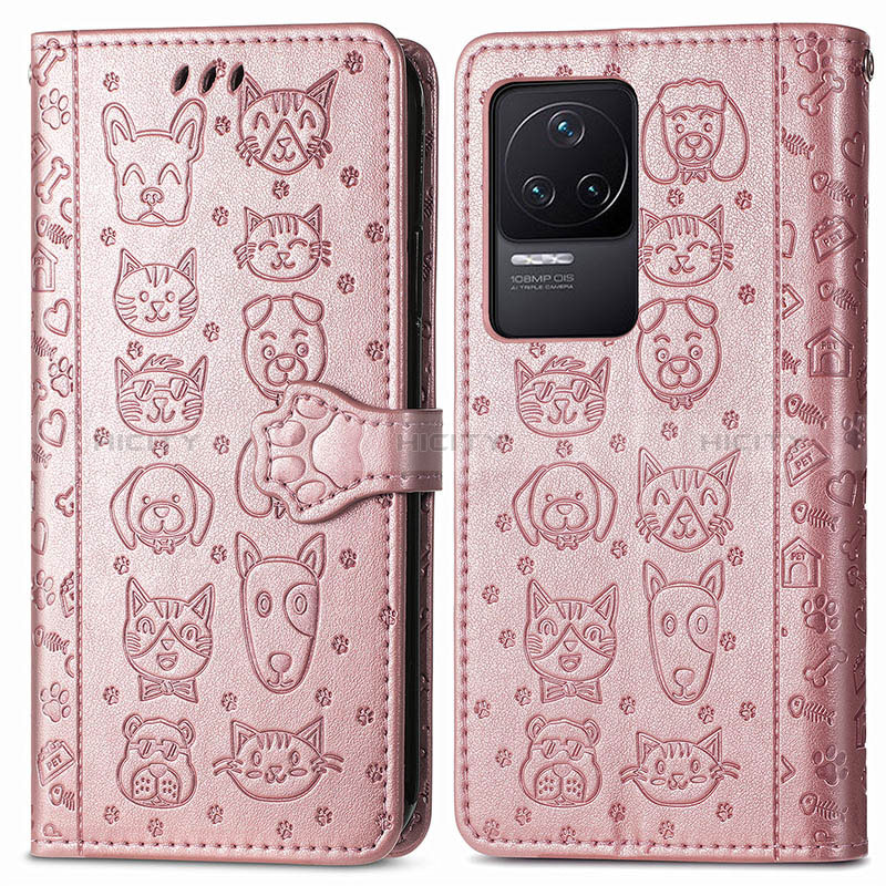 Custodia Portafoglio In Pelle Fantasia Modello Cover con Supporto S03D per Xiaomi Redmi K50 Pro 5G Oro Rosa