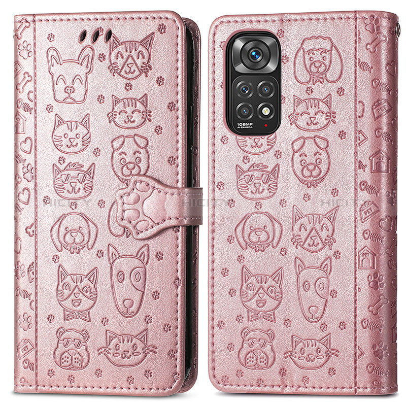 Custodia Portafoglio In Pelle Fantasia Modello Cover con Supporto S03D per Xiaomi Redmi Note 11S 4G Oro Rosa