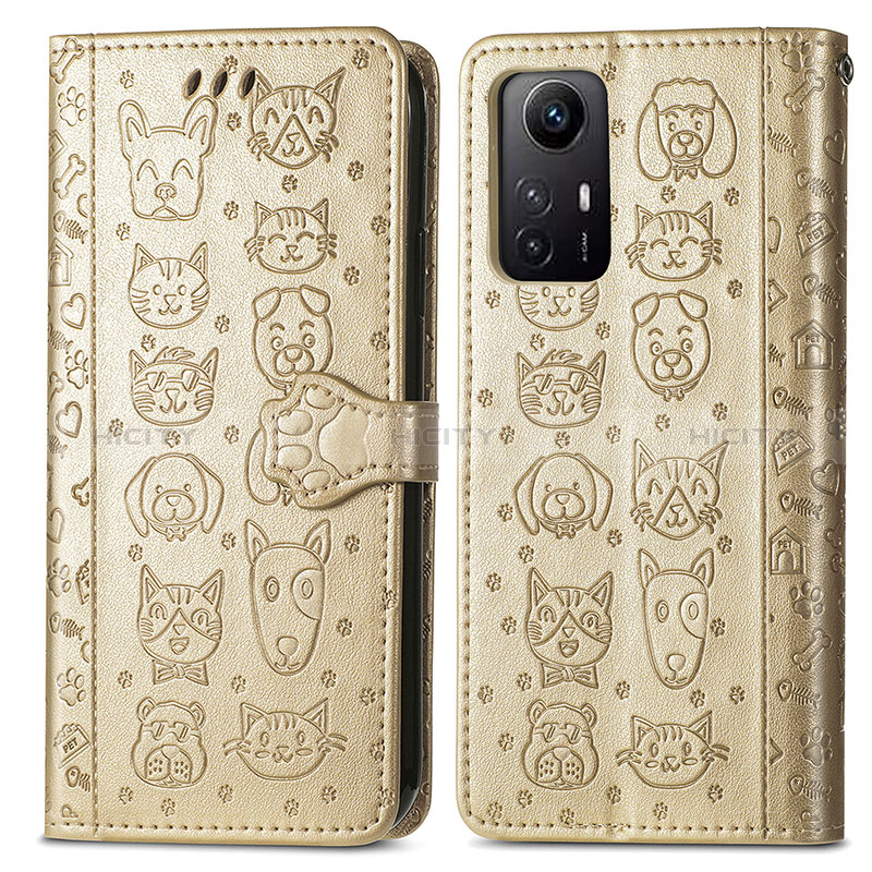 Custodia Portafoglio In Pelle Fantasia Modello Cover con Supporto S03D per Xiaomi Redmi Note 12S Oro