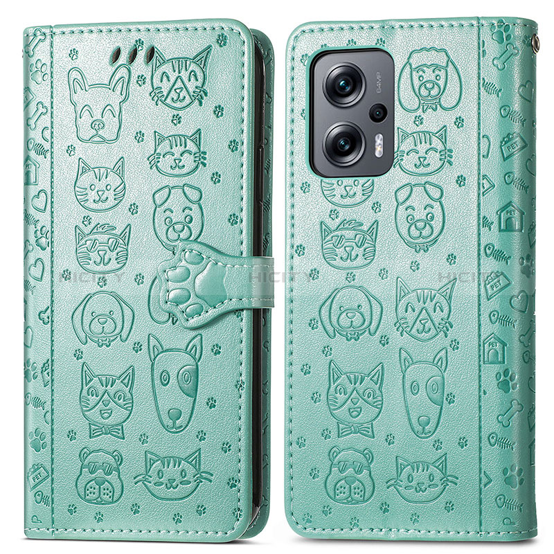 Custodia Portafoglio In Pelle Fantasia Modello Cover con Supporto S03D per Xiaomi Redmi Note 12T Pro 5G Verde