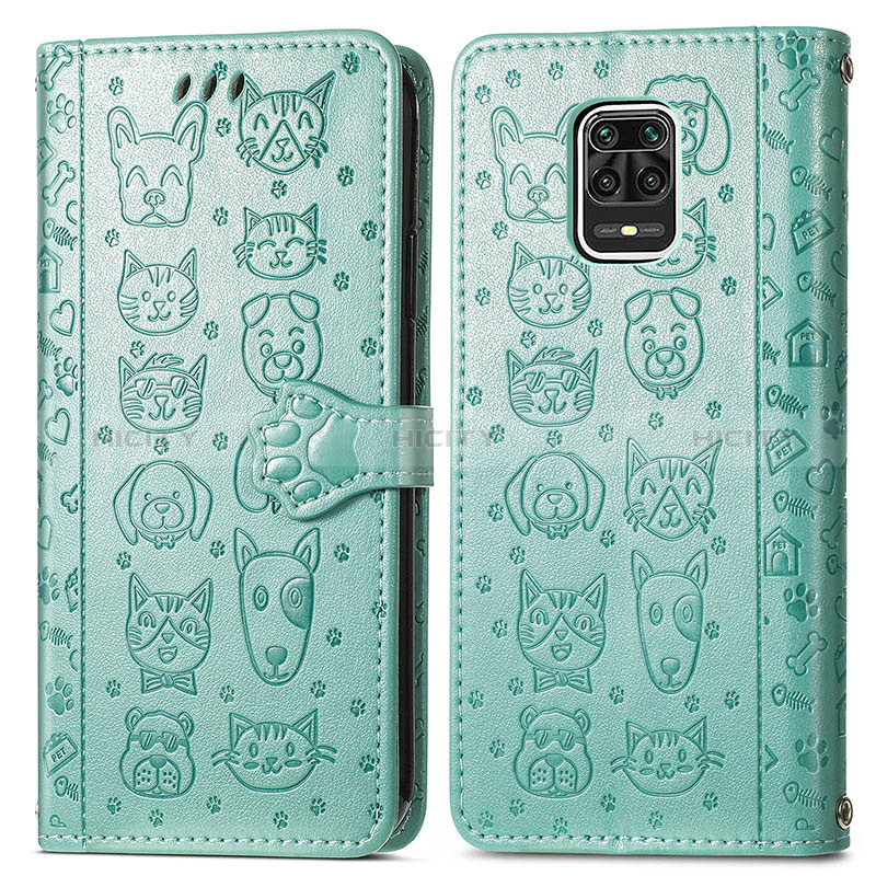 Custodia Portafoglio In Pelle Fantasia Modello Cover con Supporto S03D per Xiaomi Redmi Note 9 Pro Max Verde