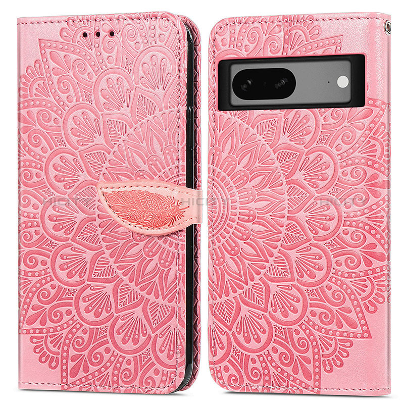 Custodia Portafoglio In Pelle Fantasia Modello Cover con Supporto S04D per Google Pixel 7 5G Oro Rosa