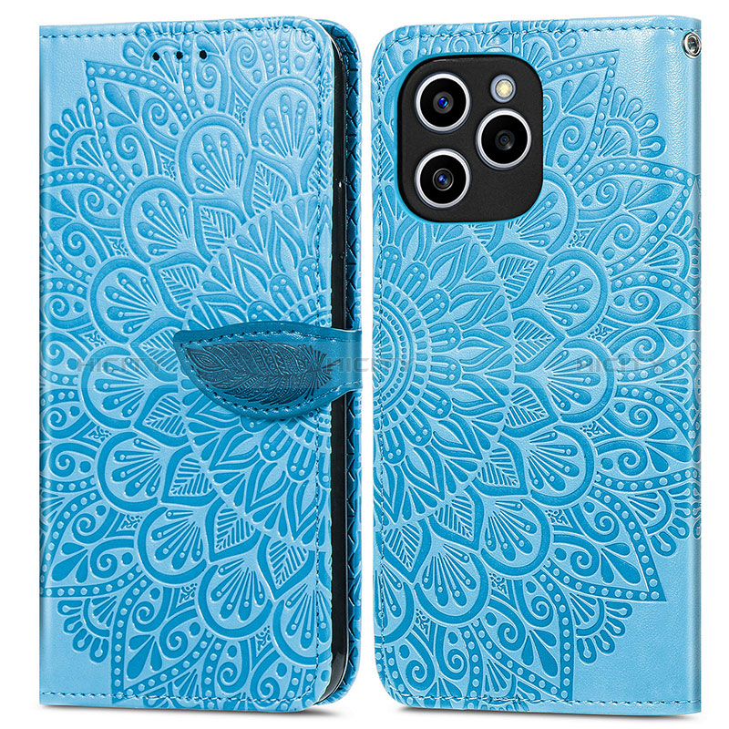 Custodia Portafoglio In Pelle Fantasia Modello Cover con Supporto S04D per Huawei Honor 60 SE 5G Blu