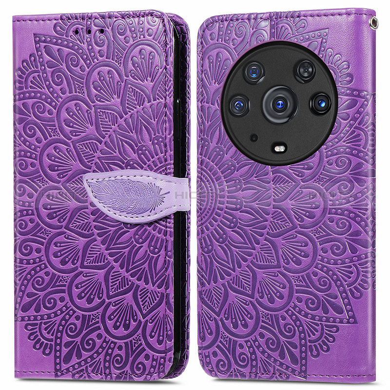 Custodia Portafoglio In Pelle Fantasia Modello Cover con Supporto S04D per Huawei Honor Magic3 Pro 5G Viola