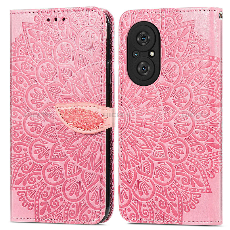 Custodia Portafoglio In Pelle Fantasia Modello Cover con Supporto S04D per Huawei Nova 9 SE Oro Rosa