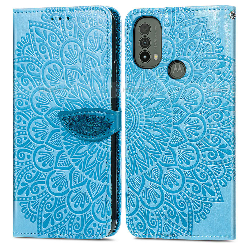 Custodia Portafoglio In Pelle Fantasia Modello Cover con Supporto S04D per Motorola Moto E30