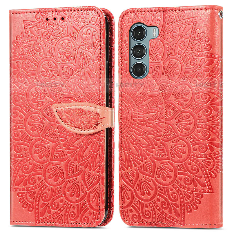 Custodia Portafoglio In Pelle Fantasia Modello Cover con Supporto S04D per Motorola Moto Edge S30 5G Rosso