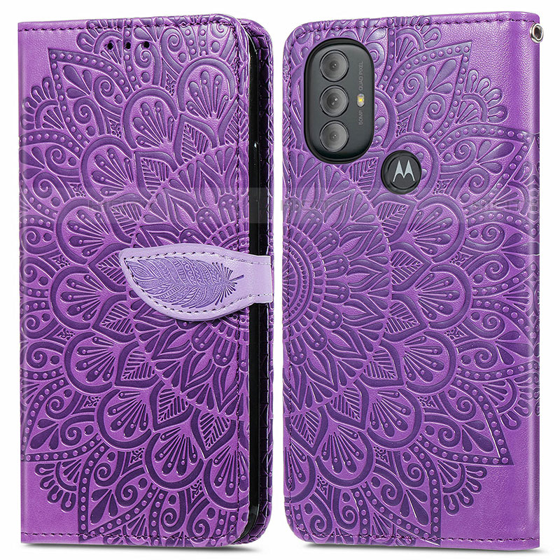 Custodia Portafoglio In Pelle Fantasia Modello Cover con Supporto S04D per Motorola Moto G Play (2023) Viola