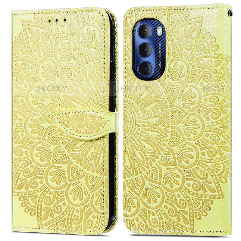 Custodia Portafoglio In Pelle Fantasia Modello Cover con Supporto S04D per Motorola Moto G Stylus (2022) 4G Giallo