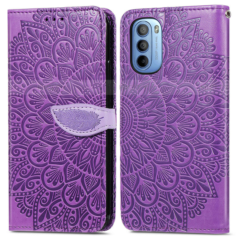 Custodia Portafoglio In Pelle Fantasia Modello Cover con Supporto S04D per Motorola Moto G31