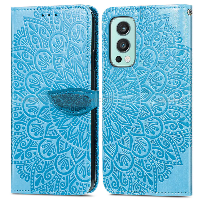 Custodia Portafoglio In Pelle Fantasia Modello Cover con Supporto S04D per OnePlus Nord 2 5G Blu